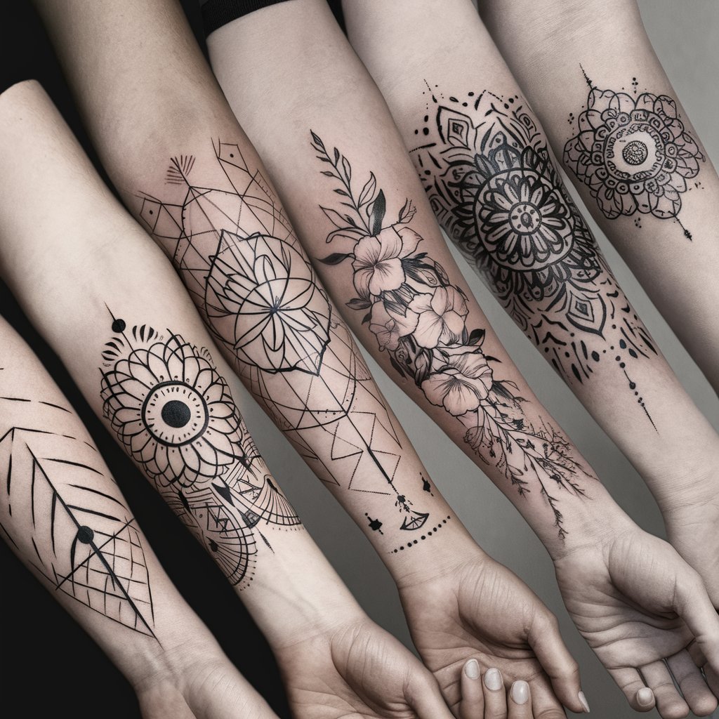 Side Forearm Black Ink Tattoos for Women