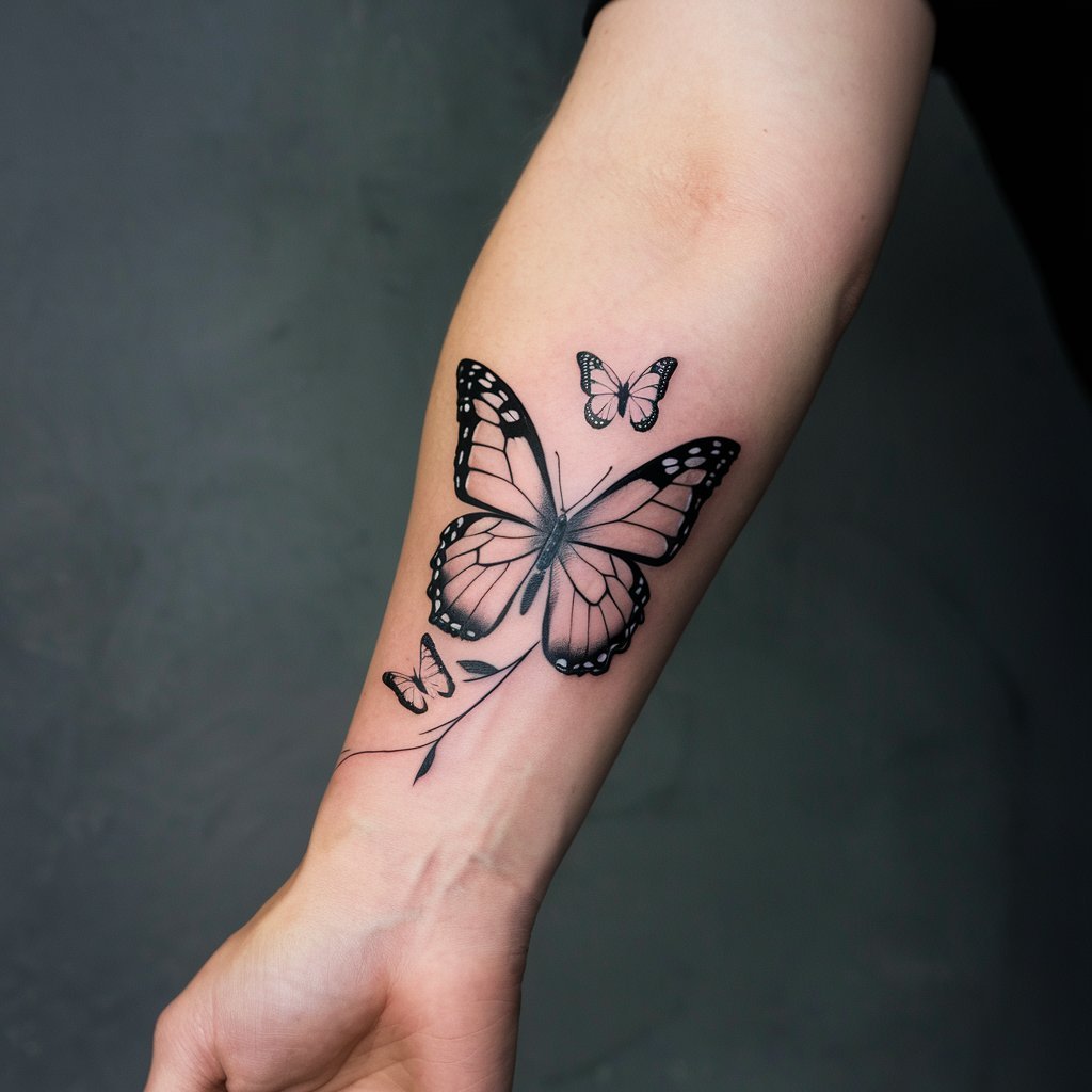 Butterfly Side Forearm Tattoos for Women