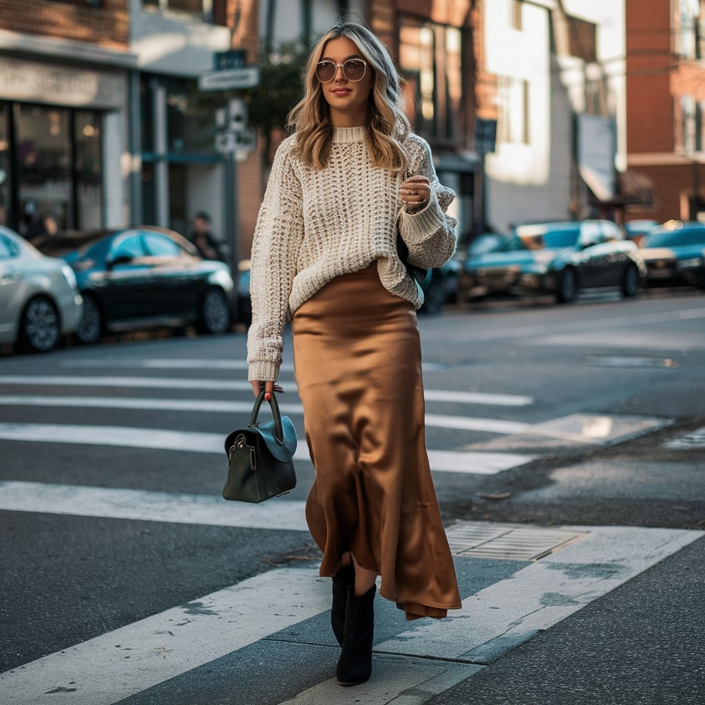 Chunky Sweaters with Fall Maxi Skirts