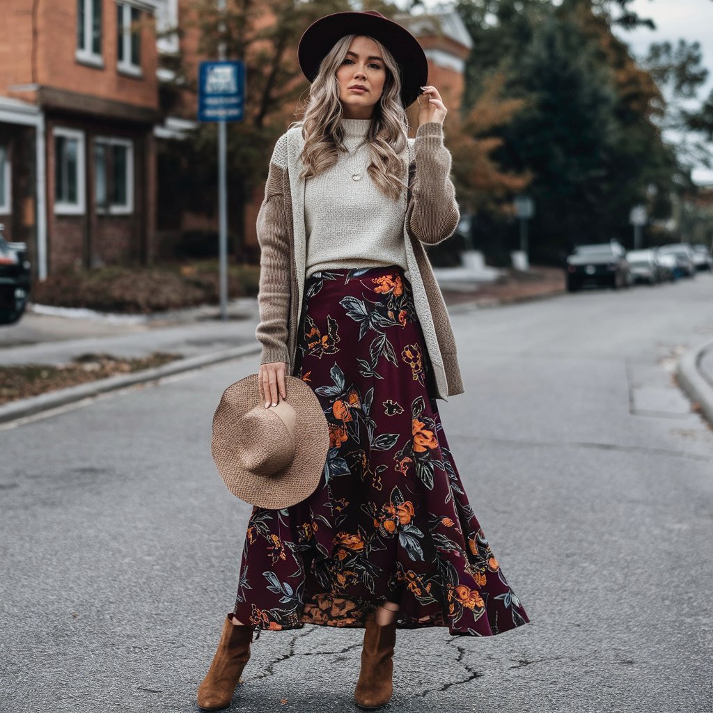 Floral Maxi Skirts for Fall Outfits