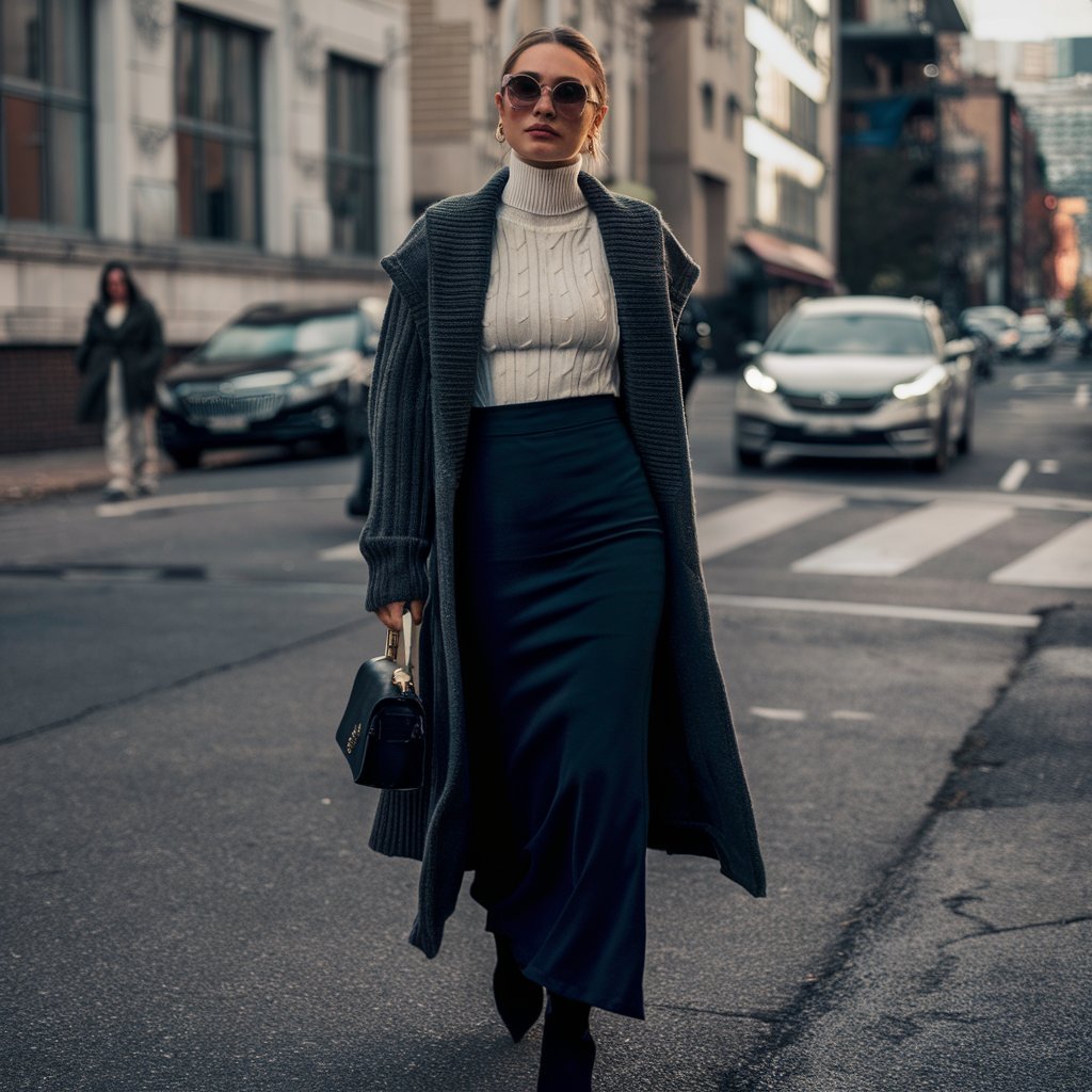 Maxi Skirts and Turtlenecks for Fall