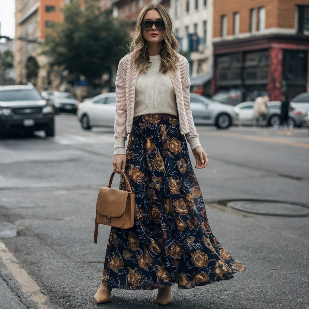 Printed Maxi Skirts for Fall Outfits