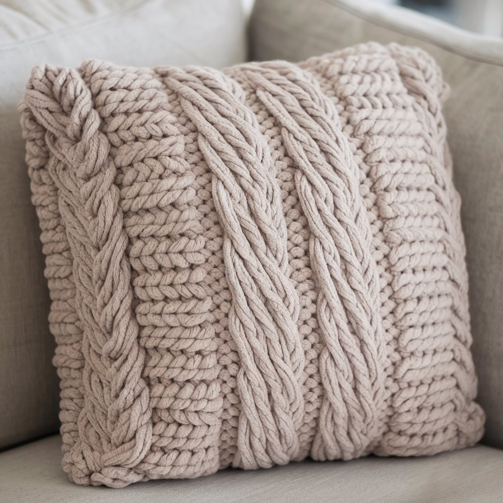 Cable Stitch Crochet Pillow