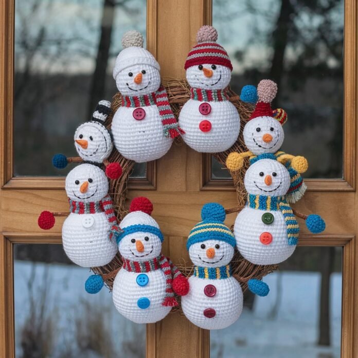 Crochet Snowman Wreath