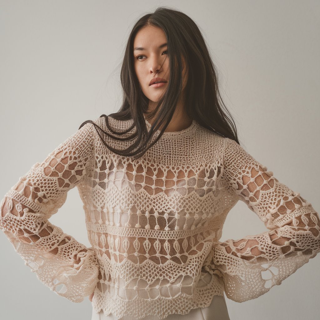 Crochet Sweater with Lace Detailing