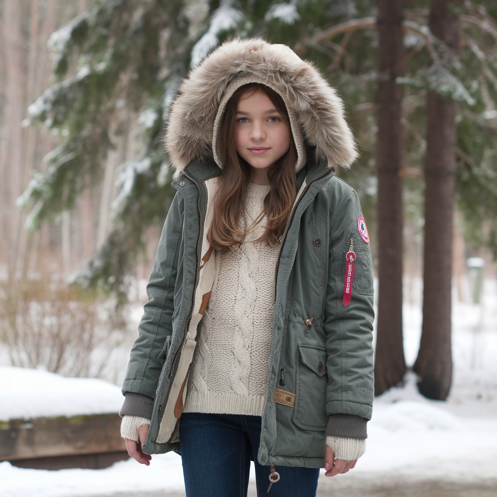 Hooded Parka and Snow Boots