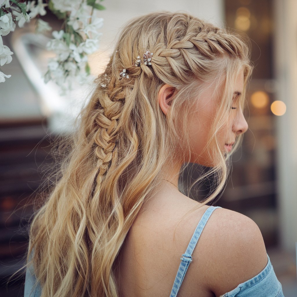 Waterfall Braid Homecoming Hairstyle