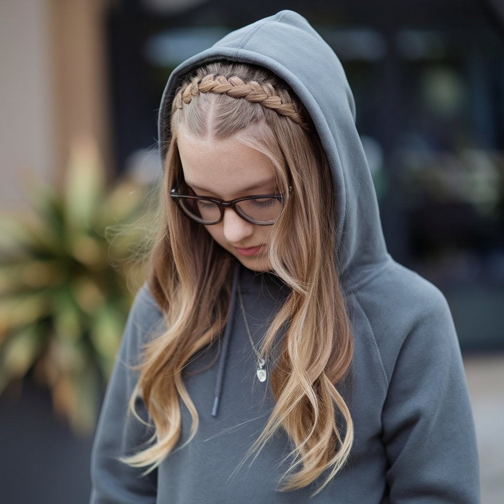 Headband Braid with a Hoodie