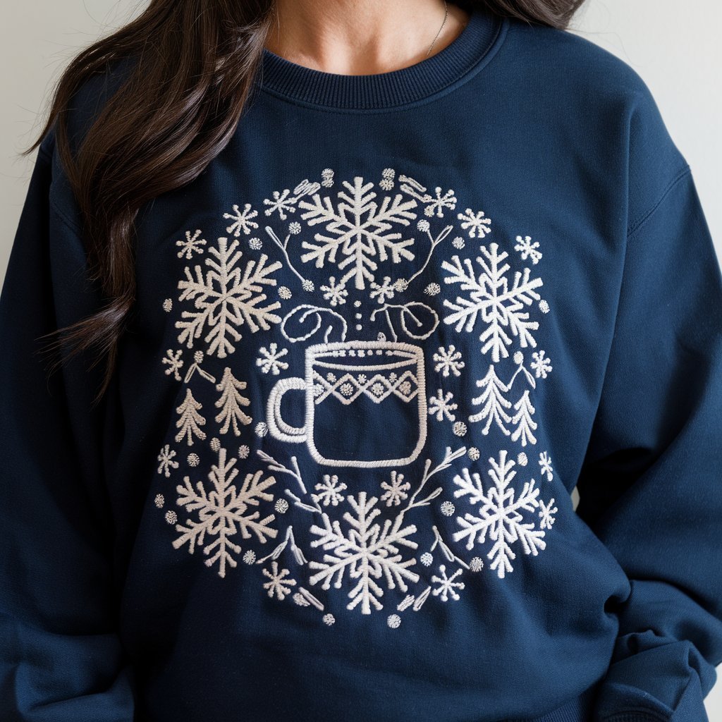 Hand Embroidery Sweatshirt for Winter Wear Winter sweatshirts with hand embroidery add a cozy and stylish element to your wardrobe. Consider stitching winter-themed designs such as snowflakes, pine trees, or cozy mugs of cocoa. These details make your sweatshirt perfect for the colder months, keeping you both warm and fashionable.