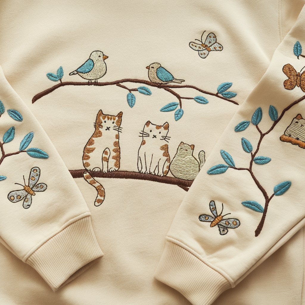 Hand Embroidered Animal Sweatshirt Patterns