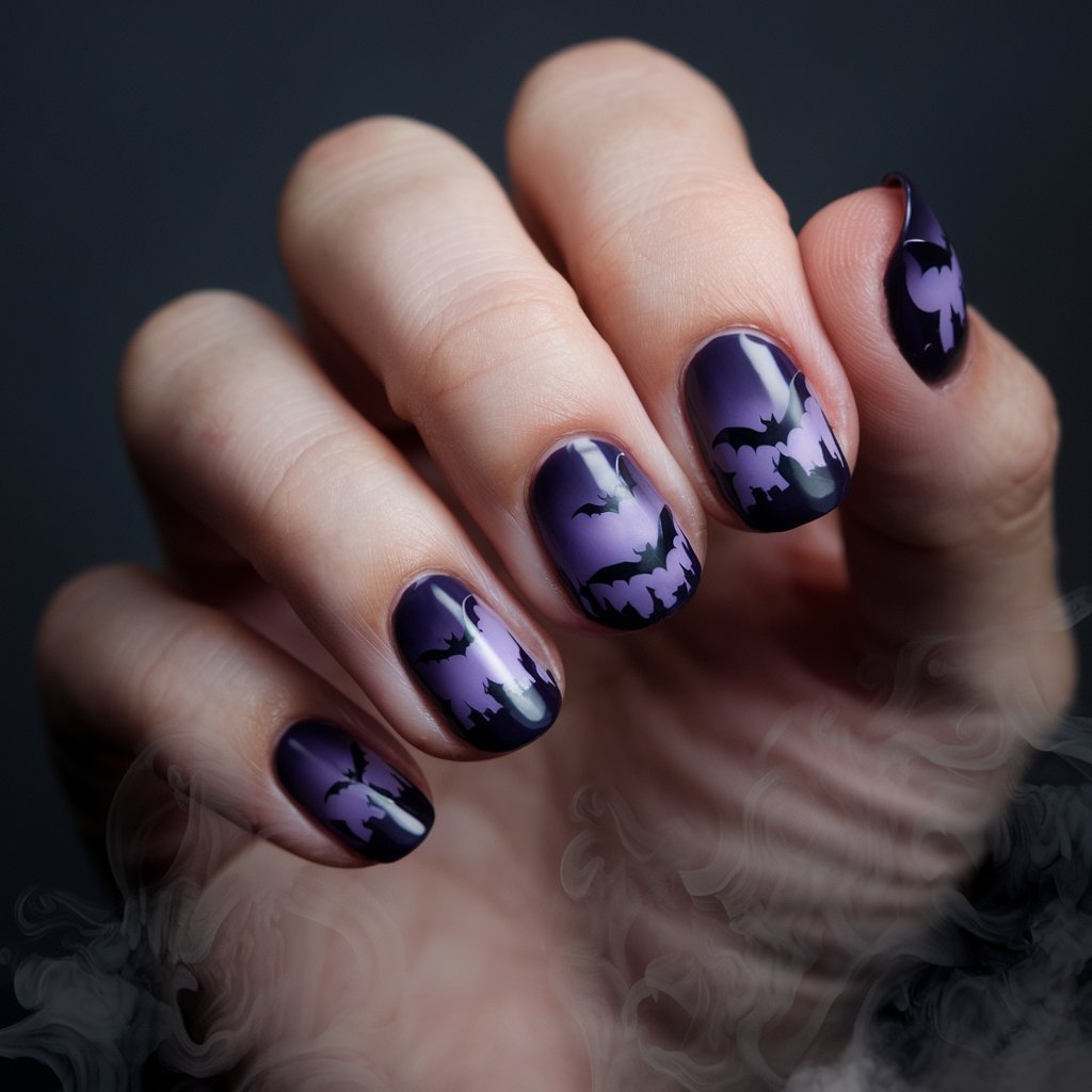 Bat Silhouette Nails