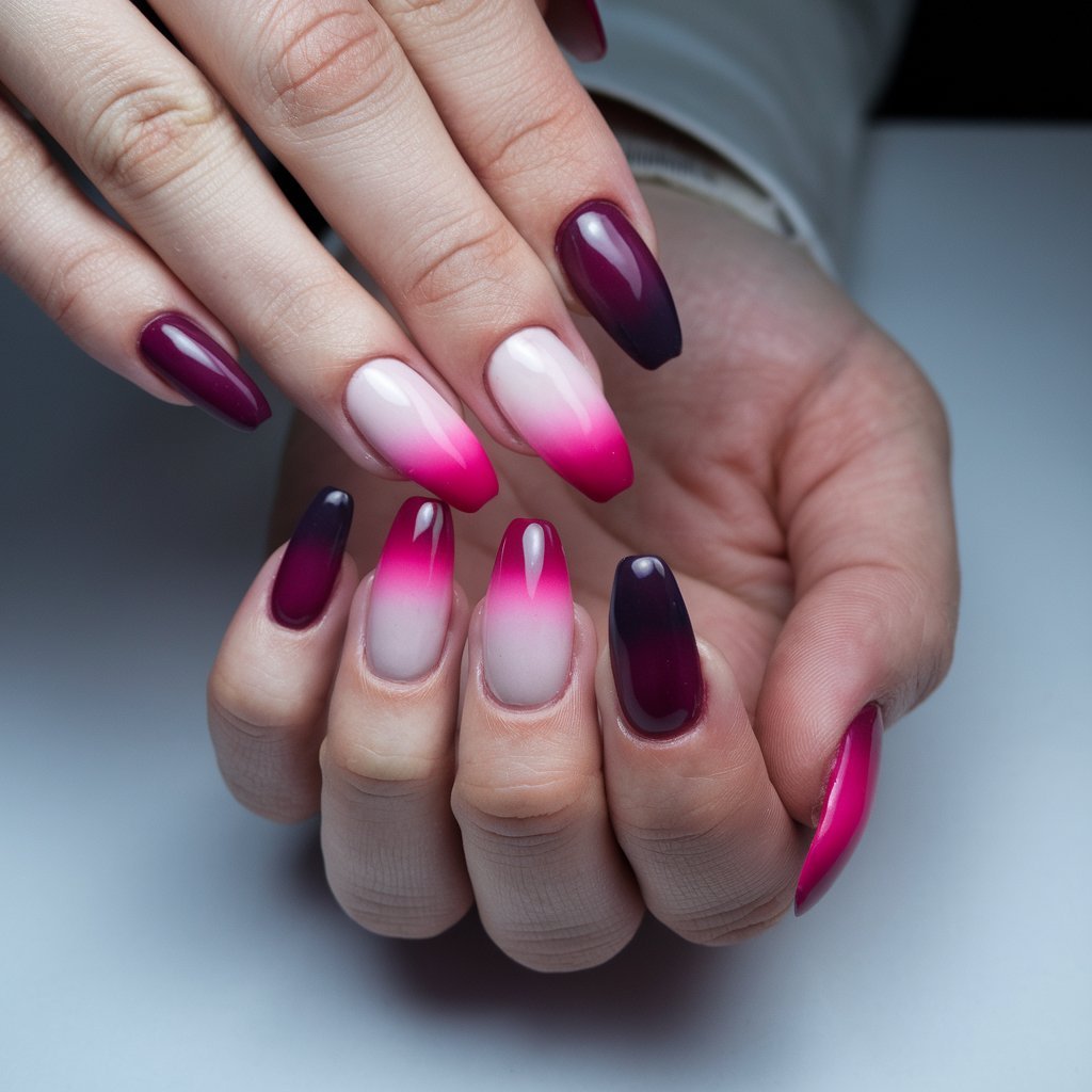 Ombre Dark Plum Nails