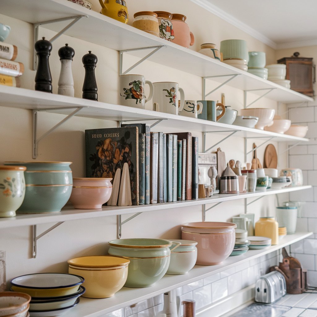 Open Shelving with Vintage Collectibles