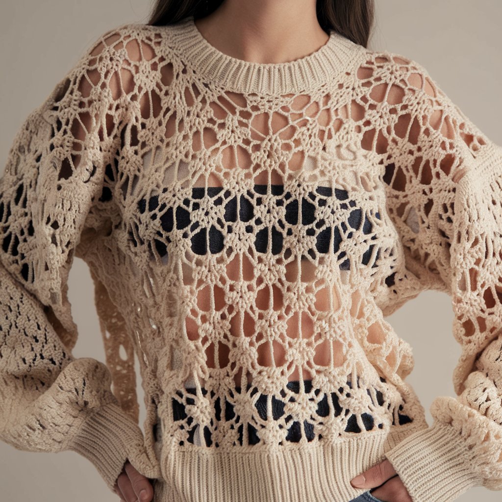 Lacy Crochet Pullover Sweater