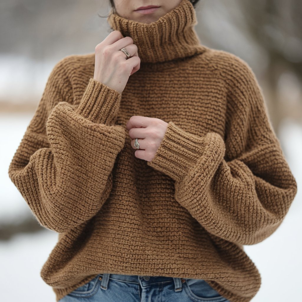 Crochet Turtleneck Sweater