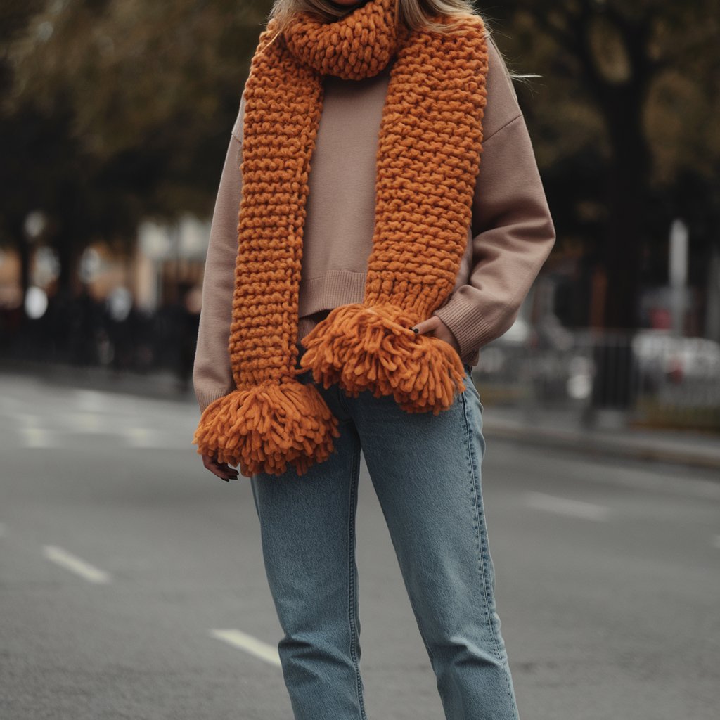 Chunky Knit Scarf with Layered Basics