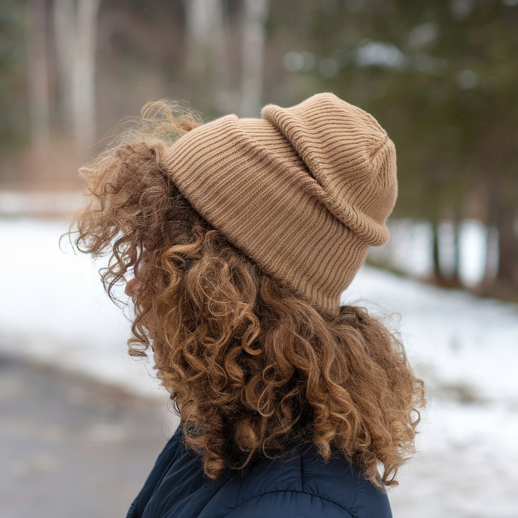 Voluminous Curls with a Rolled Beanie