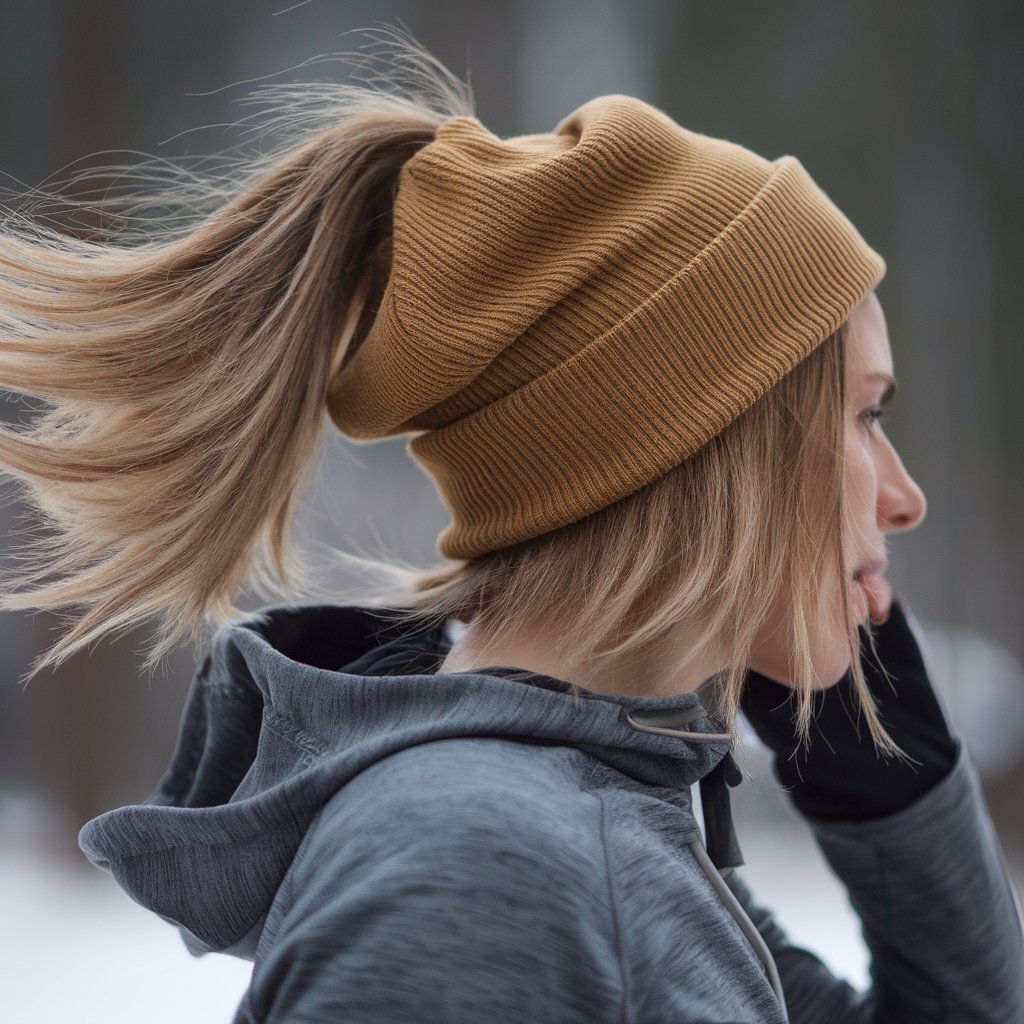 High Ponytail with a Slouchy Beanie