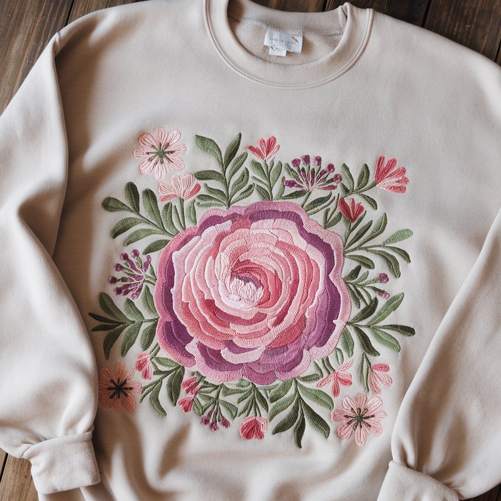 Custom Hand Embroidered Sweatshirt Design Customization is where your creativity can truly shine. Whether you prefer intricate florals or minimalistic line work, personalizing your sweatshirt allows you to reflect your style. Consider adding names, dates, or symbols that hold personal meaning. As they say, “Your style speaks before you do,” and a custom hand-embroidered sweatshirt is a great way to make a statement.