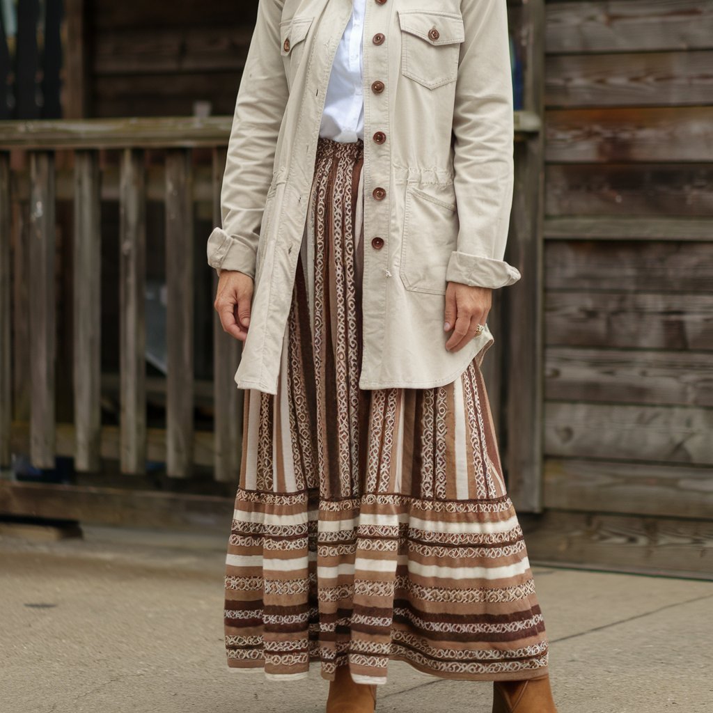 Barn Jacket with a Maxi Skirt