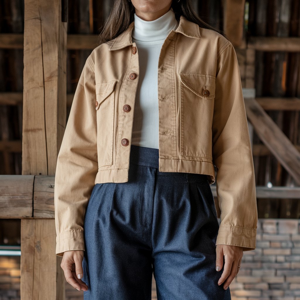 Barn Jacket with High-Waisted Trousers