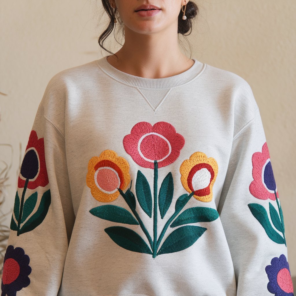 Hand Embroidered Sweatshirt for Women