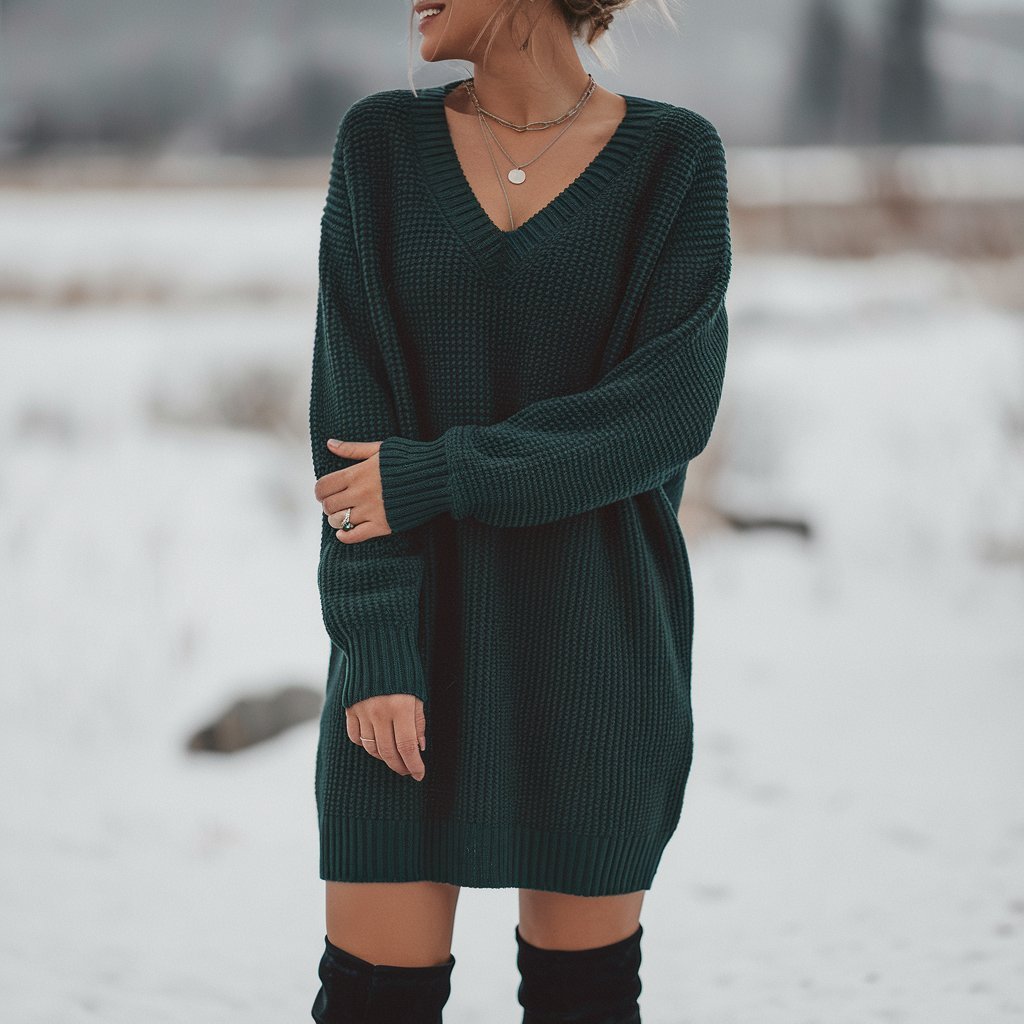 Knit Sweater Dress and Over-the-Knee Boots