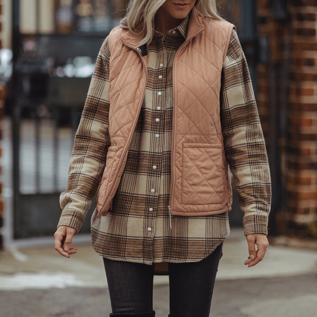 Flannel Shirt with Vest and Jeans