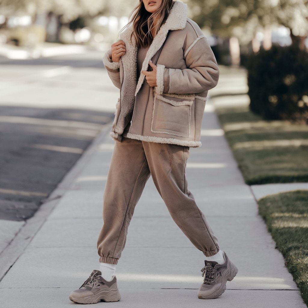 Shearling Jacket with Joggers