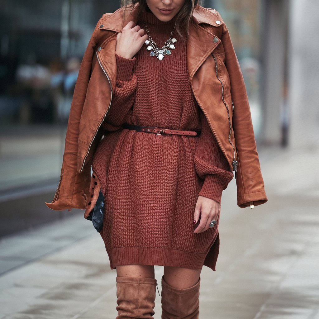 Sweater Dress with Over-the-Knee Boots