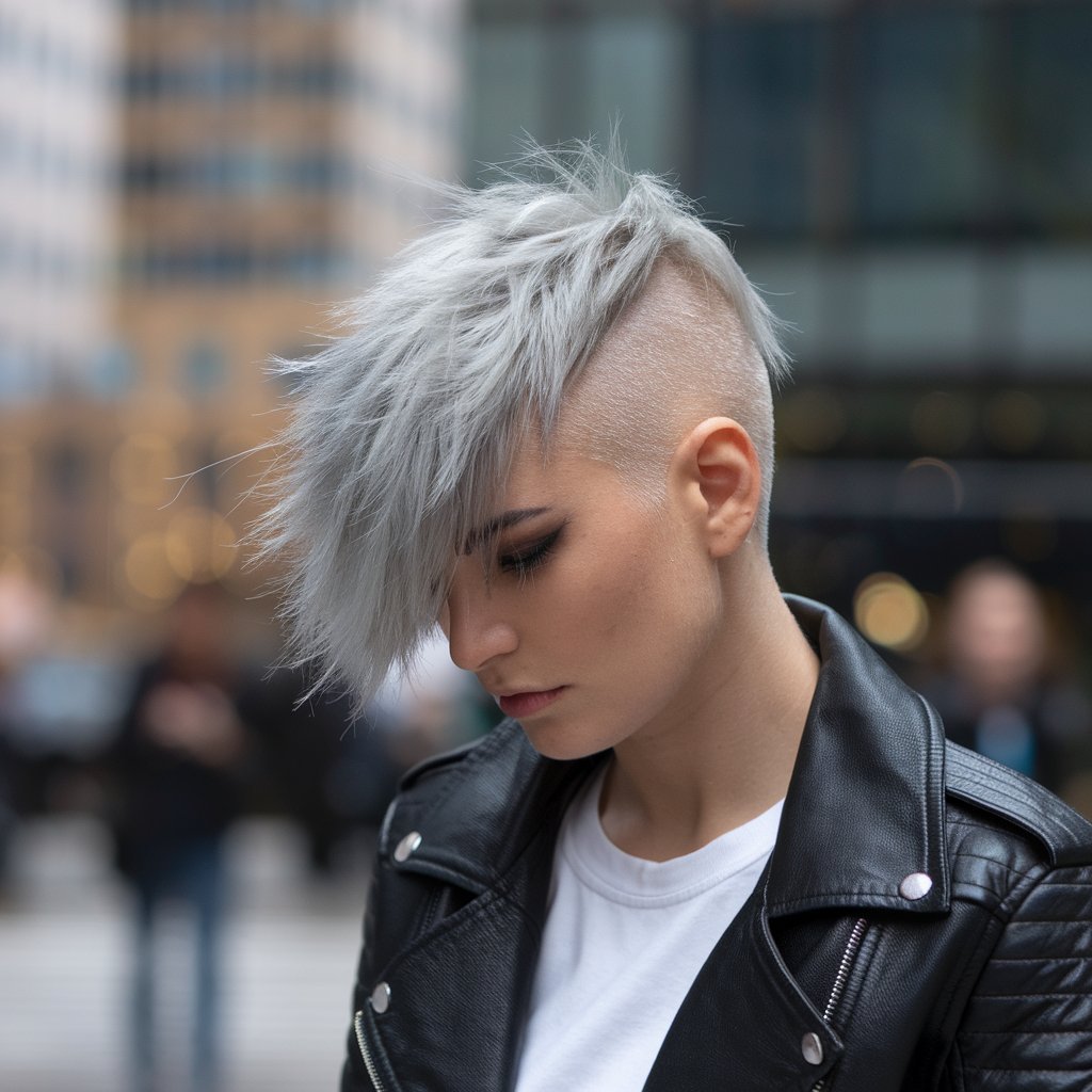 Textured Silver Crop with Shaved Sides