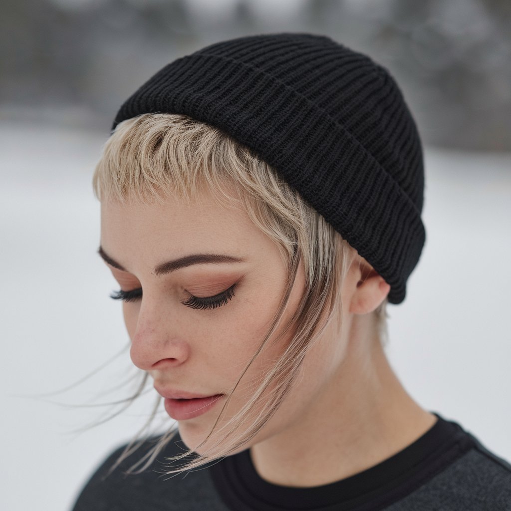 Short Pixie Cut with a Beanie