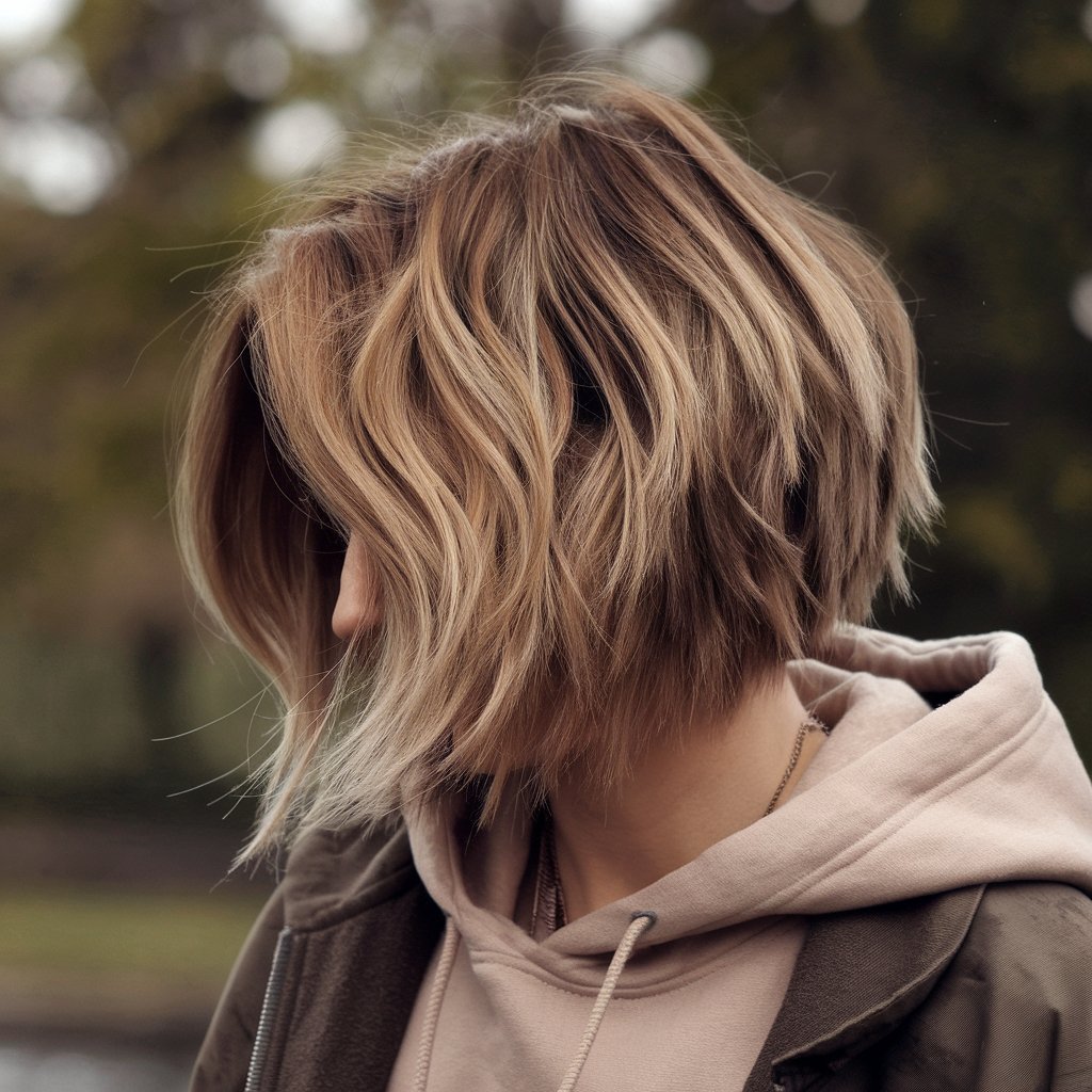 Textured Bob with a Hoodie