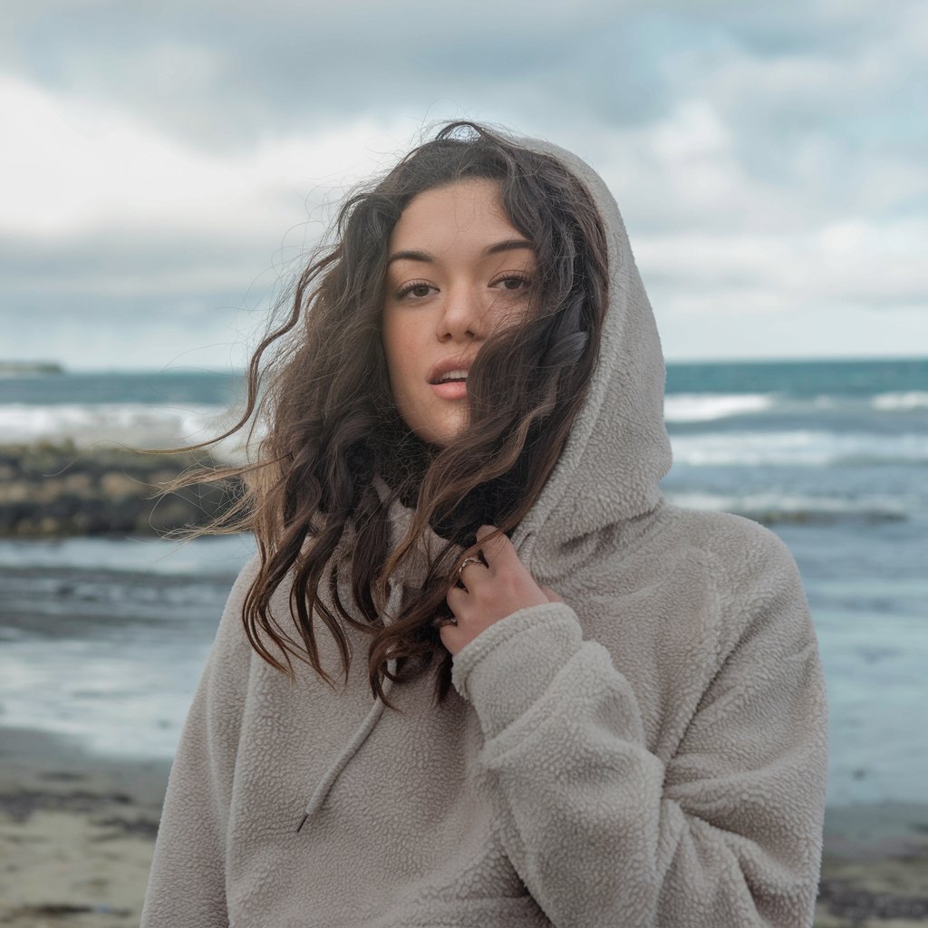 Beach Waves with a Hoodie