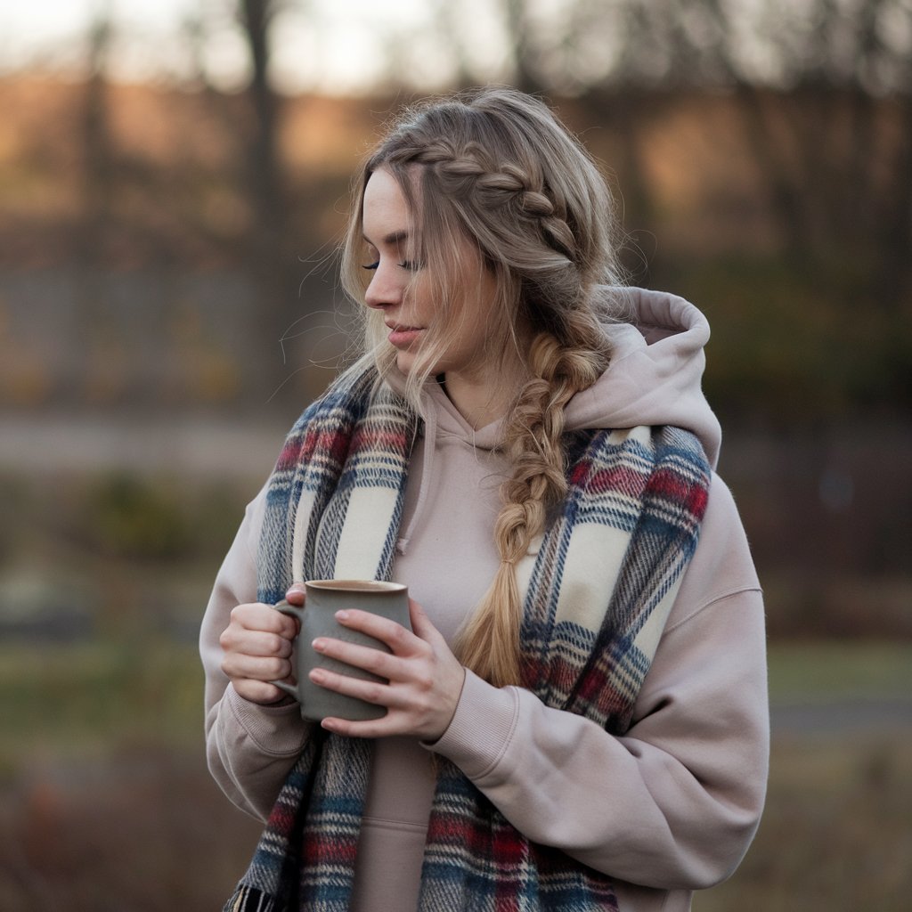 Loose Fishtail Braid with a Hoodie