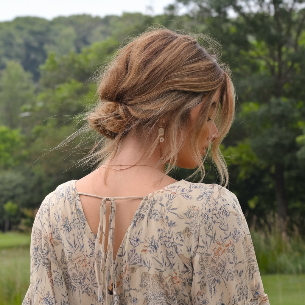 Textured Low Bun Homecoming Hairstyle