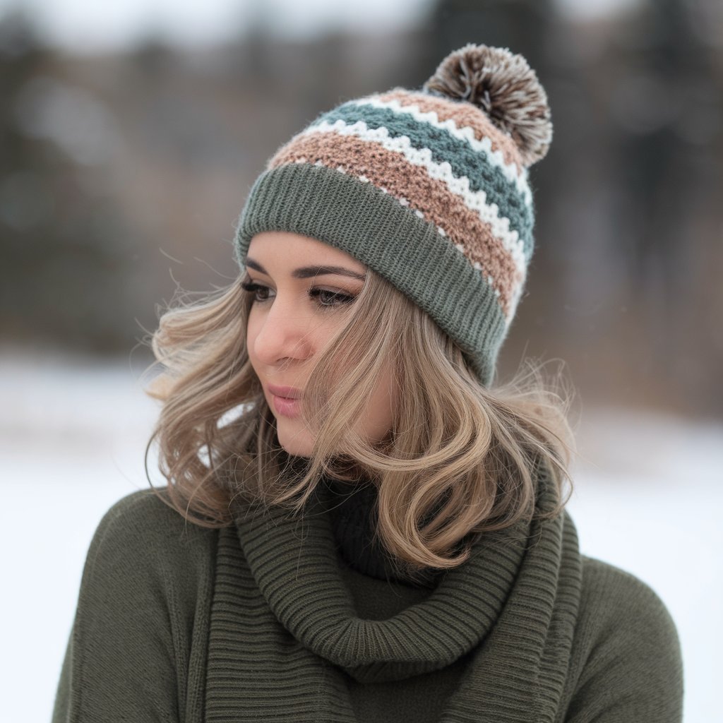 Bouncy Curls with Pom-Pom Beanie