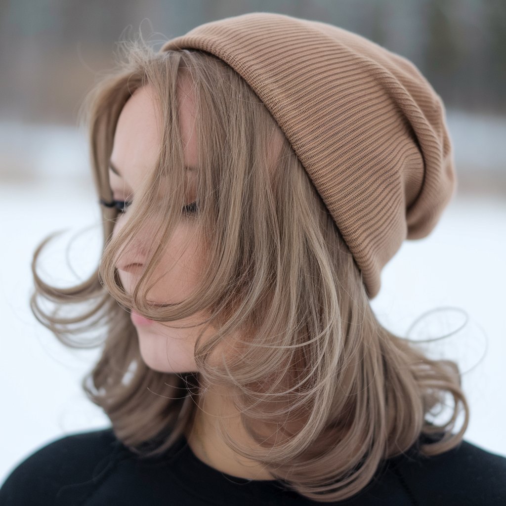 Side-Swept Curls with Beanie