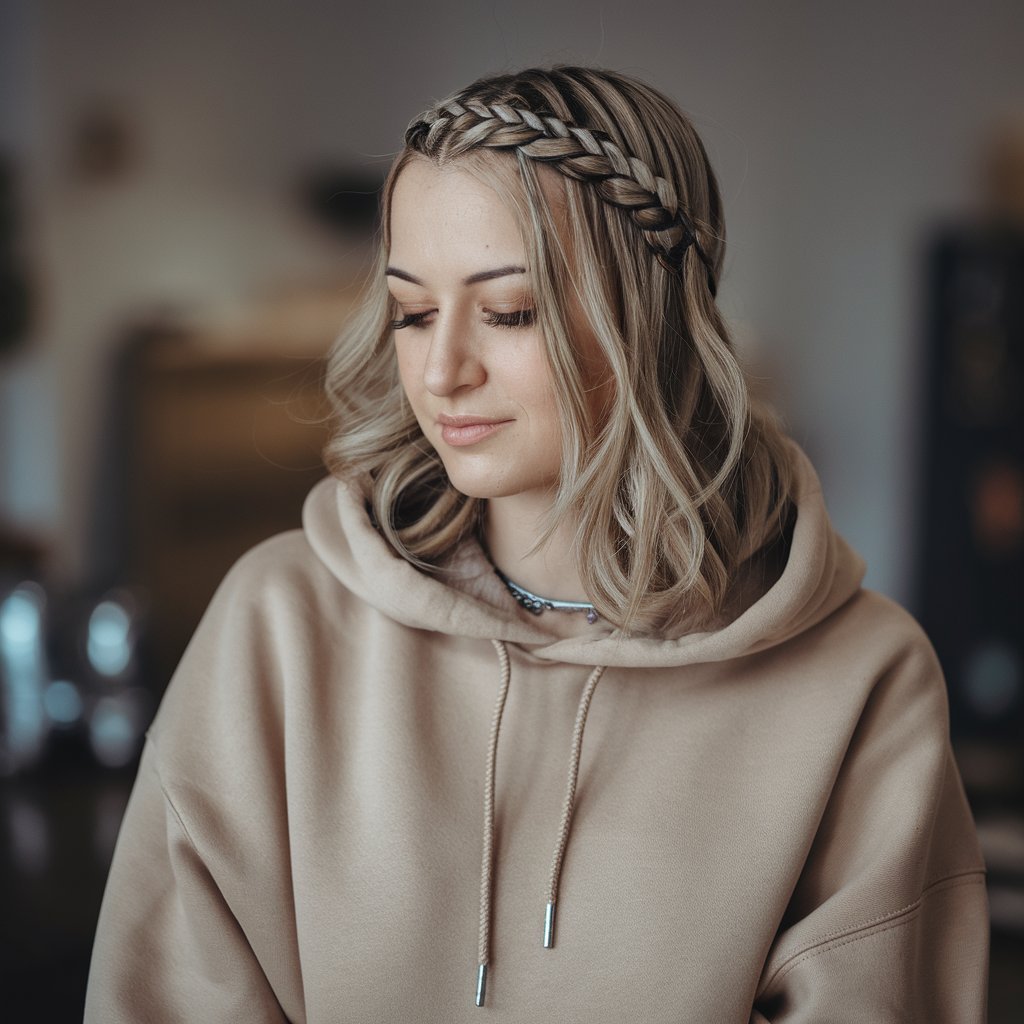 Braided Crown with a Hoodie