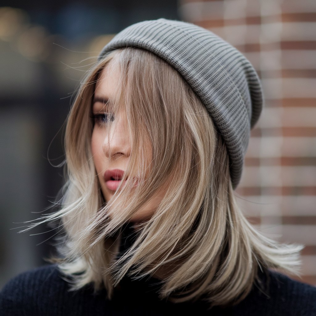 Face-Framing Layers with a Fitted Beanie