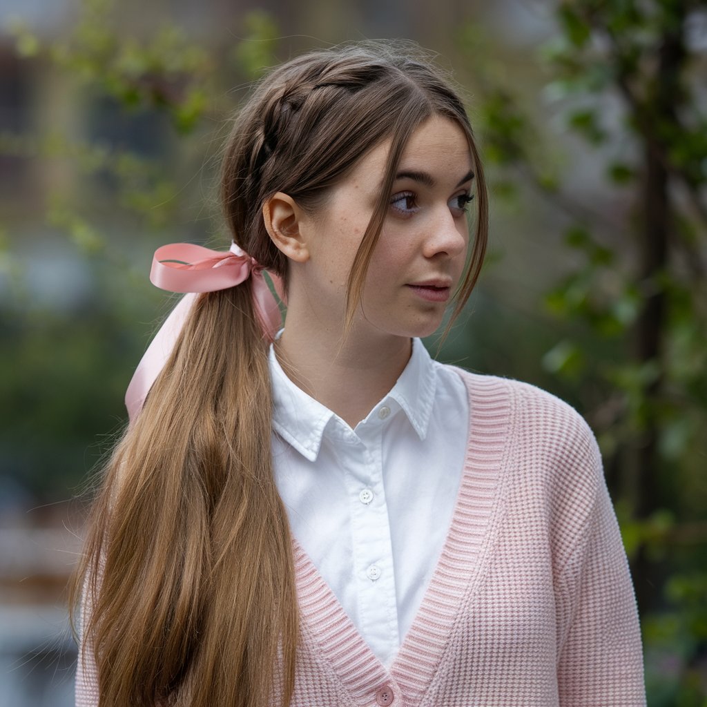 Ribbon-Wrapped Ponytail Homecoming Hairstyle