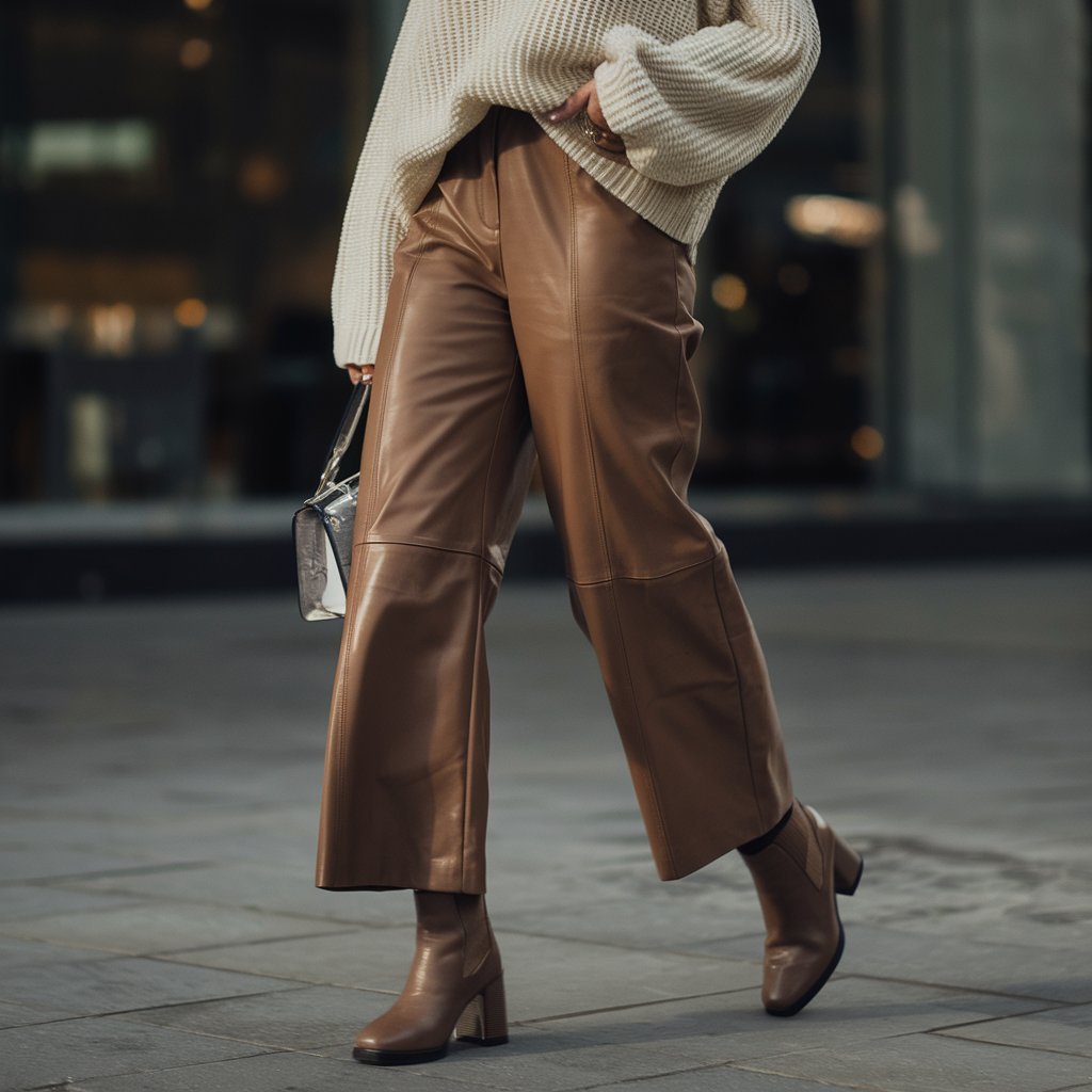 Leather Pants with Knit Sweater