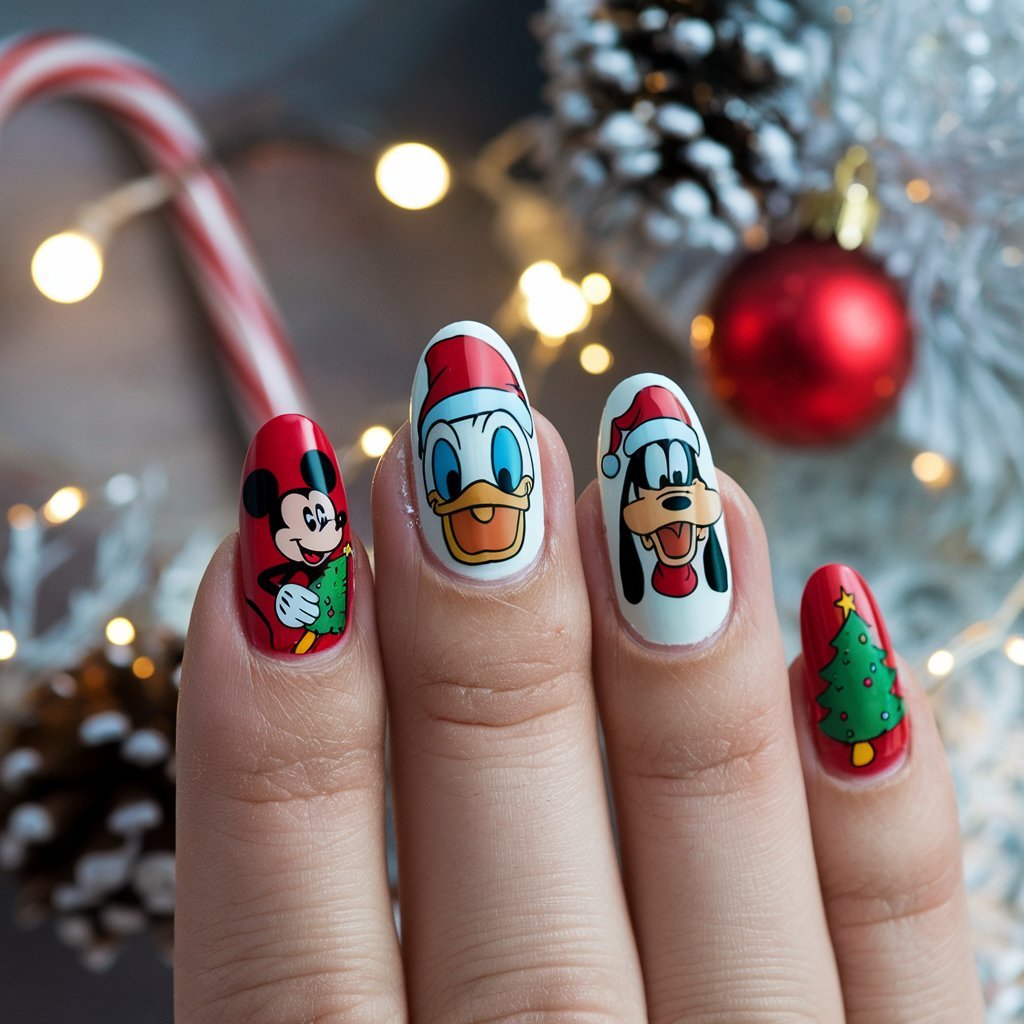 Classic Disney Christmas Nail Art