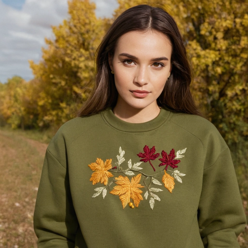 Hand Embroidery Sweatshirt for Fall Fashion