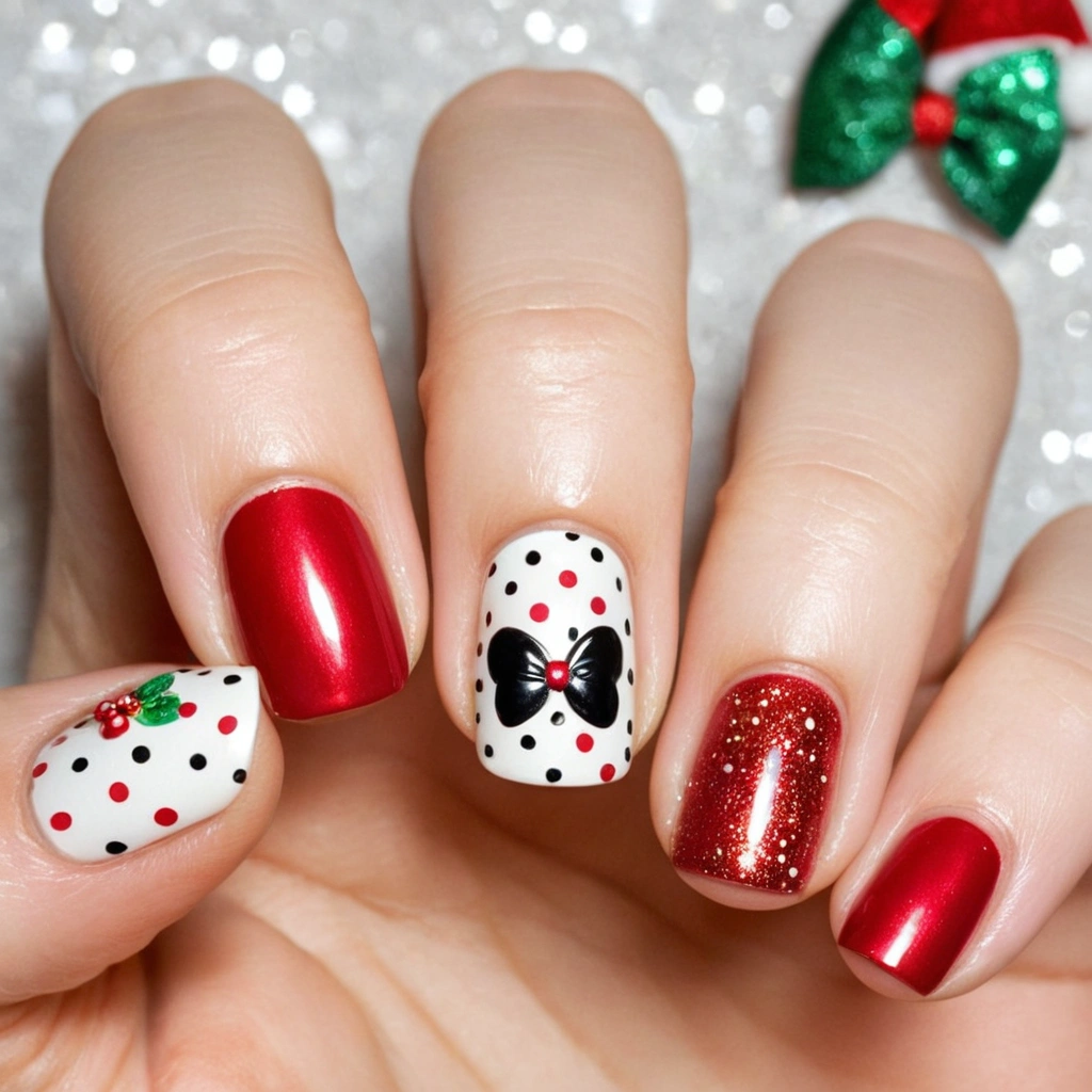 Minnie Mouse Christmas Nail Designs