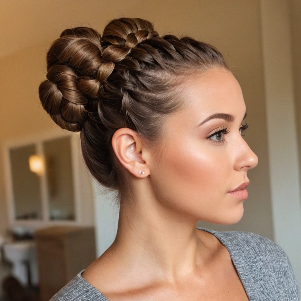 High Bun with Braids Homecoming Hairstyle