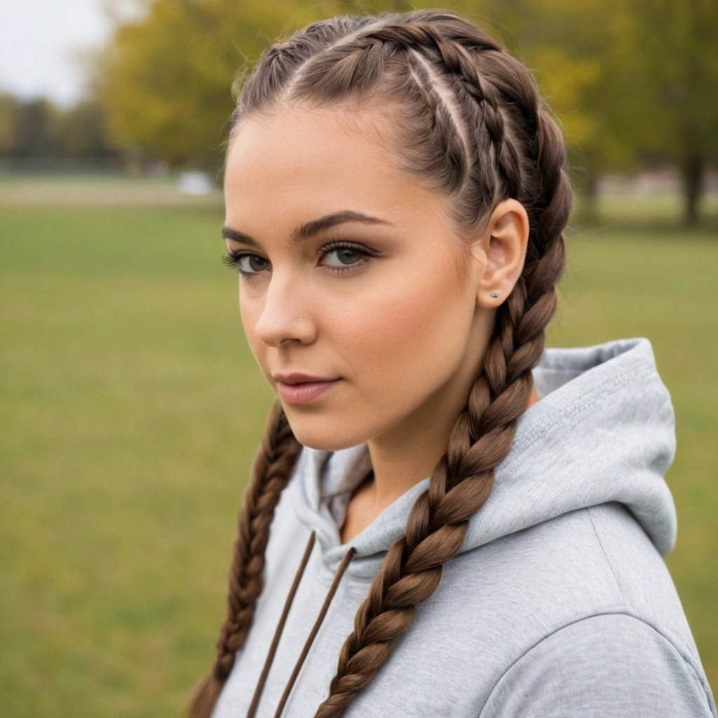 Double Dutch Braids with a Hoodie