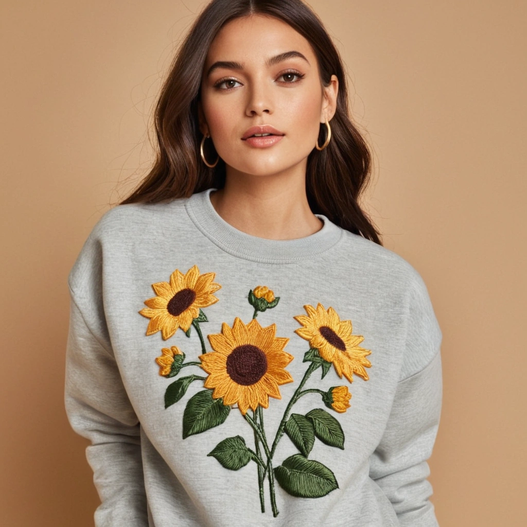 Hand Embroidered Floral Sweatshirt Ideas