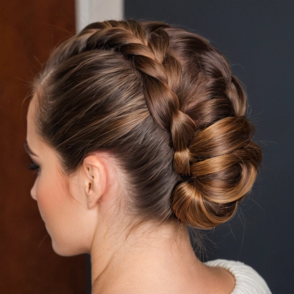 French Braid into a Bun Homecoming Hairstyle