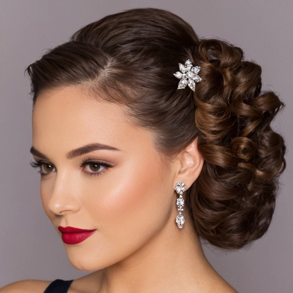 Voluminous Curls with Clips Homecoming Hairstyle